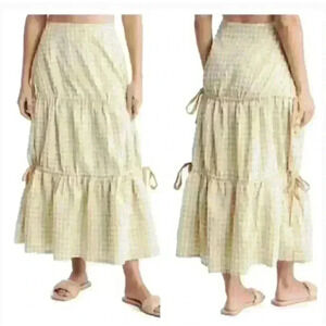 Mon Renn White Tiered Skirt Women's Size 8 Small Lucille Marigold  $179 boho